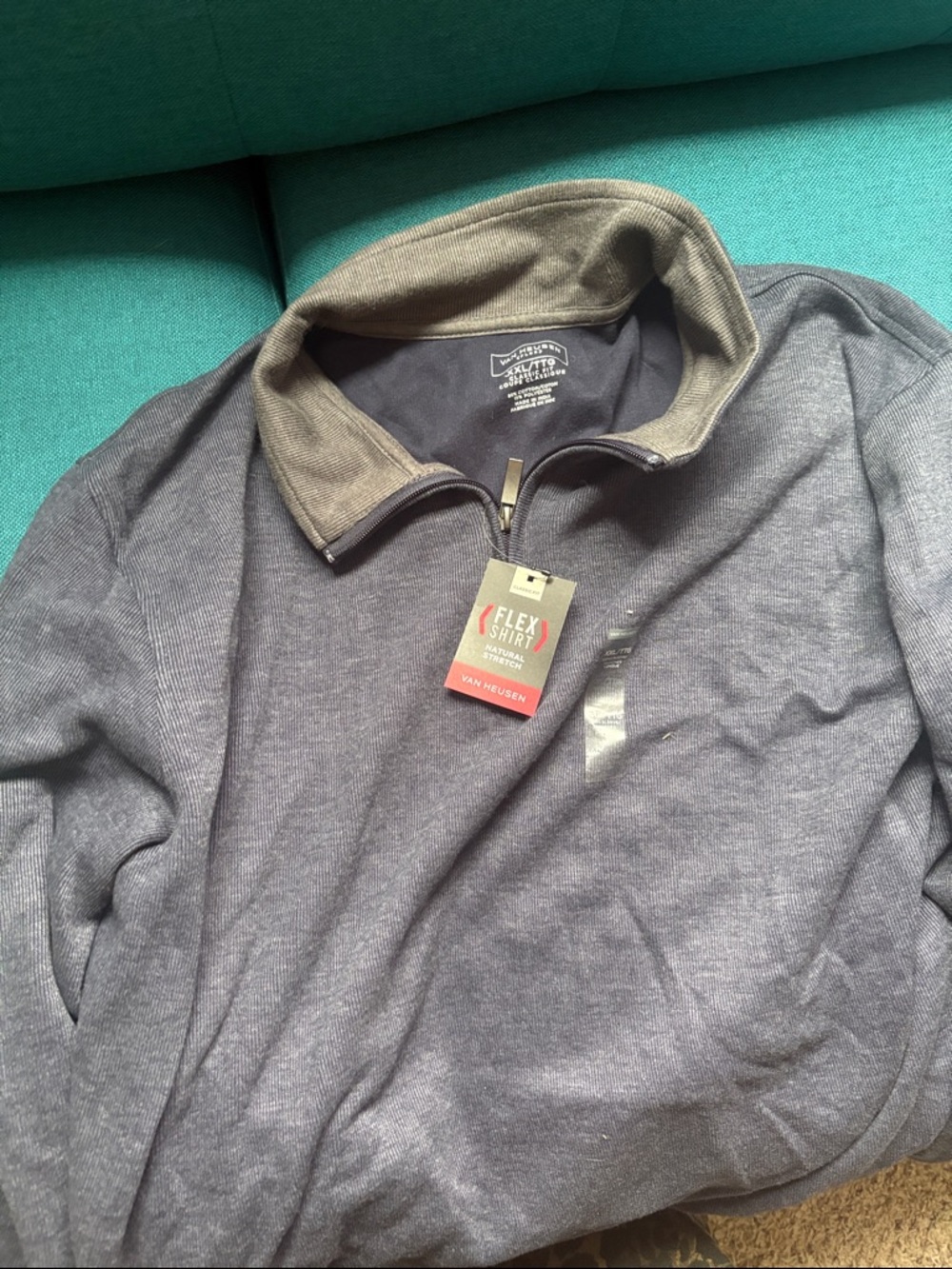 Van Heusen Men’s Gray Quarter-Zip Pullover Sweater